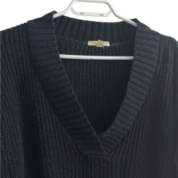 Silence + Noise navy blue V-neck cable knit oversized pullover sweater size S - Picture 4 of 6
